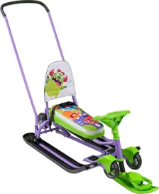 Снегокат Nika Тимка спорт №6 со спинкой МОНСТРИКИ зеленый